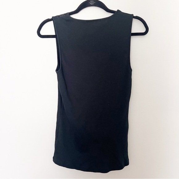 2/25 Lauren Ralph Lauren Lace V Neck Tank Top Vintage 90s Y2K black womens m - Picture 2 of 4